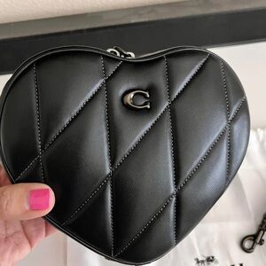 Coach Black Heart-Shaped Quilted Bag